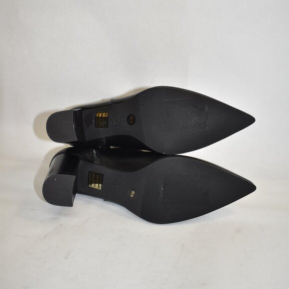 $550 STUART WEITZMAN LINSI BOOTIE POINTED LEATHER BLOCK HEEL BLACK 8.5 (PB19) - Picture 9 of 10